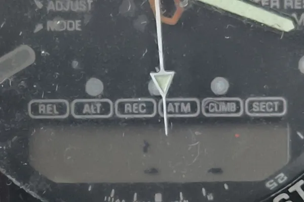Close-up of LCD in stopwatch mode showing active center and right segments.