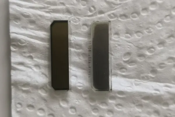Side-by-side comparison of new (left) and old (right) LCDs without flashlight illumination.