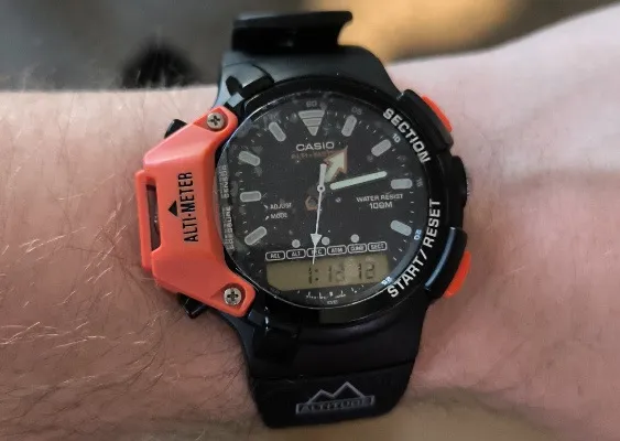 Restored Casio AW-330-AT with new original NOS strap on the author's wrist.